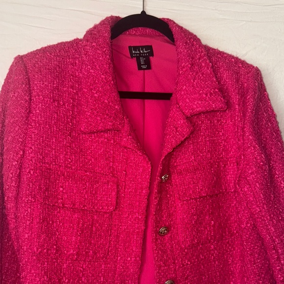 Nicole Miller Vibrant Pink Tweed Blazer - Picture 2 of 4